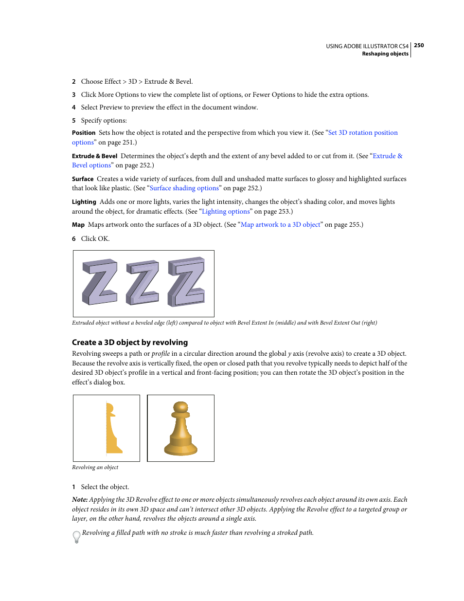 Create a 3d object by revolving | Adobe Illustrator CS4 User Manual | Page 257 / 499