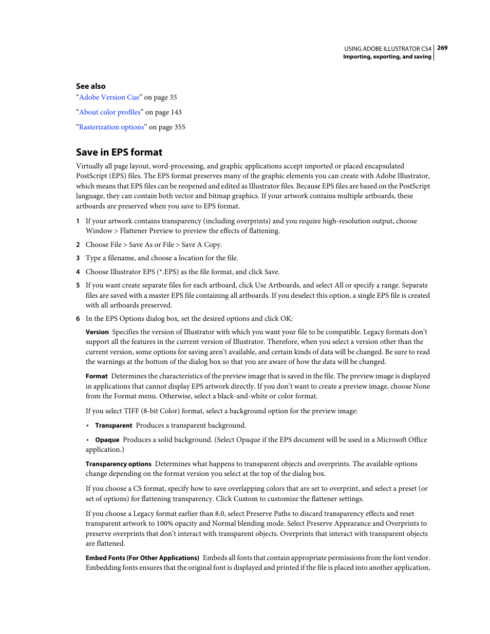 Save in eps format | Adobe Illustrator CS4 User Manual | Page 276 / 499
