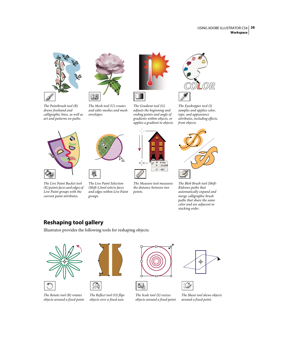 Reshaping tool gallery | Adobe Illustrator CS4 User Manual | Page 33 / 499