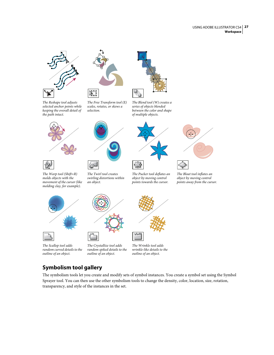 Symbolism tool gallery | Adobe Illustrator CS4 User Manual | Page 34 / 499
