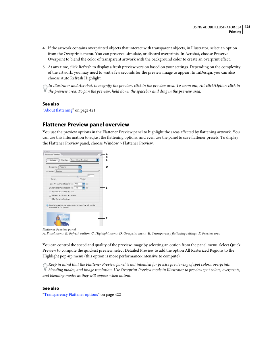 Flattener preview panel overview | Adobe Illustrator CS4 User Manual | Page 432 / 499