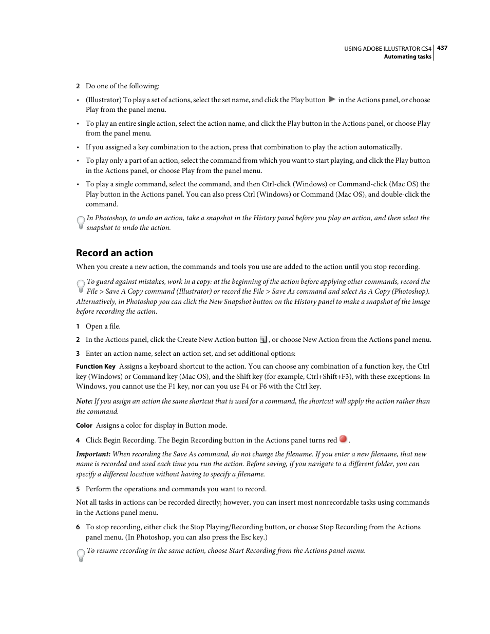 Record an action | Adobe Illustrator CS4 User Manual | Page 444 / 499