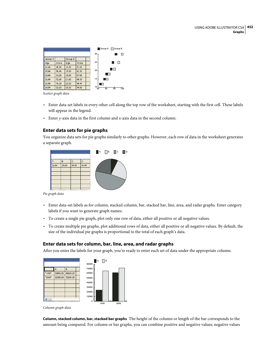 Enter data sets for pie graphs | Adobe Illustrator CS4 User Manual | Page 459 / 499