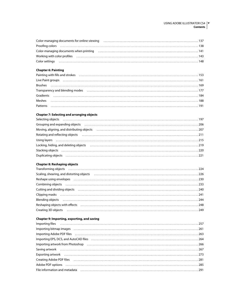 Adobe Illustrator CS4 User Manual | Page 5 / 499