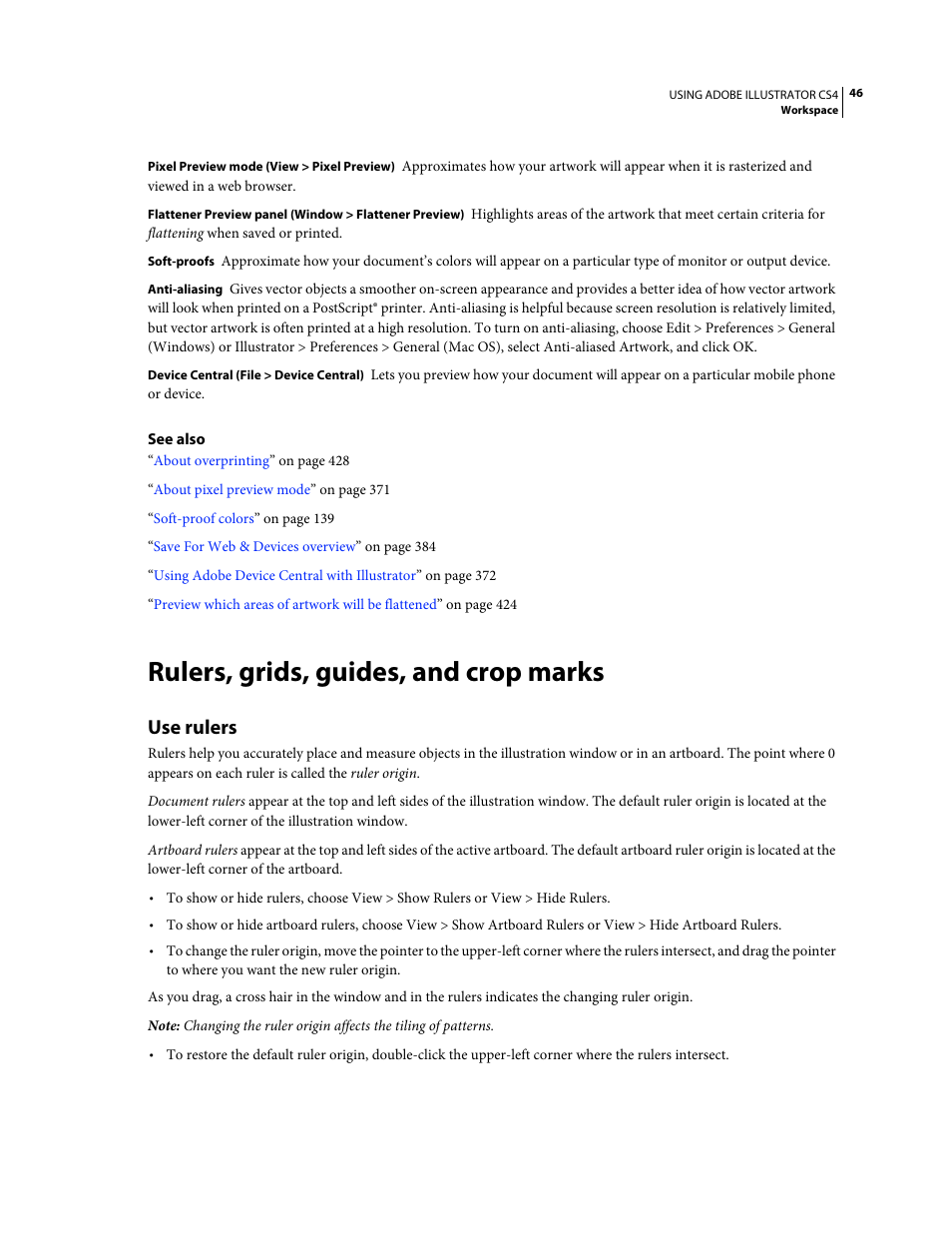Rulers, grids, guides, and crop marks, Use rulers | Adobe Illustrator CS4 User Manual | Page 53 / 499