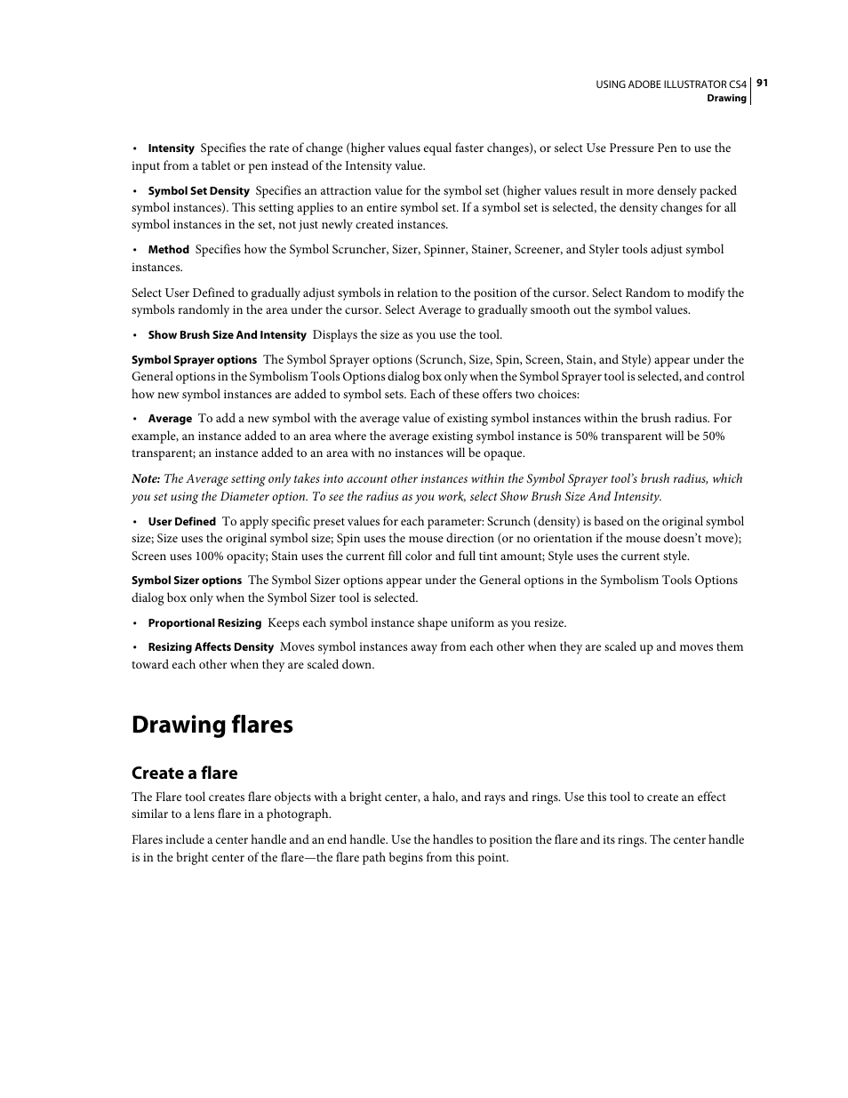 Drawing flares, Create a flare | Adobe Illustrator CS4 User Manual | Page 98 / 499