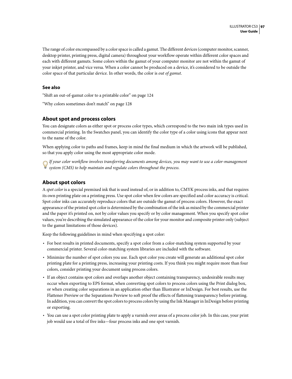 About spot and process colors, About spot colors | Adobe Illustrator CS3 User Manual | Page 103 / 495