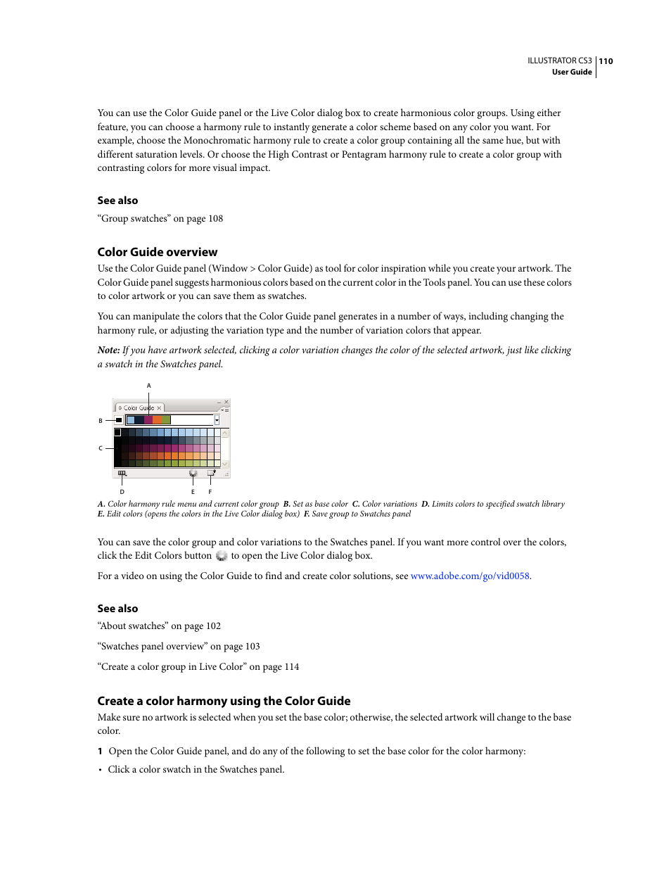 Color guide overview, Create a color harmony using the color guide | Adobe Illustrator CS3 User Manual | Page 116 / 495