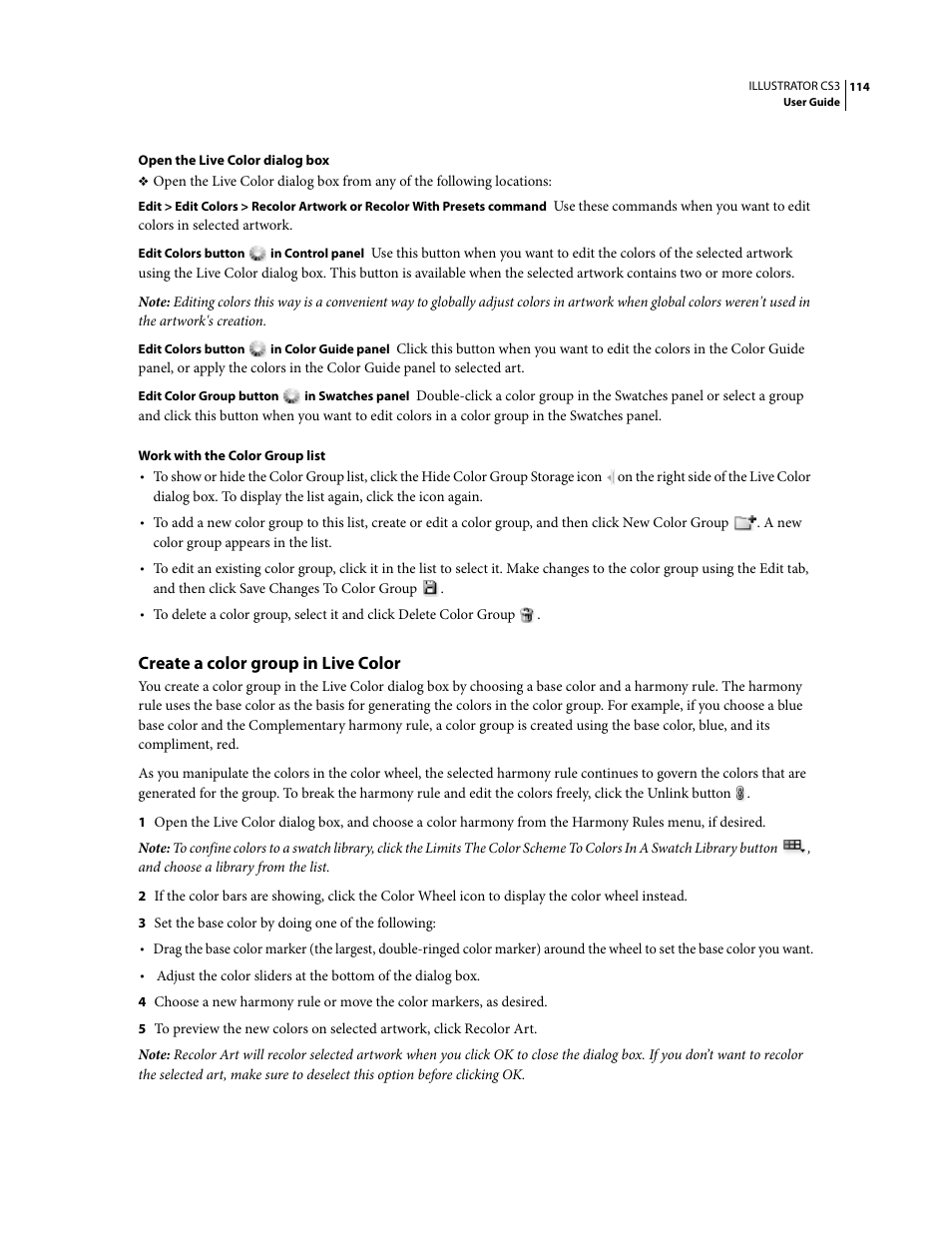 Create a color group in live color | Adobe Illustrator CS3 User Manual | Page 120 / 495