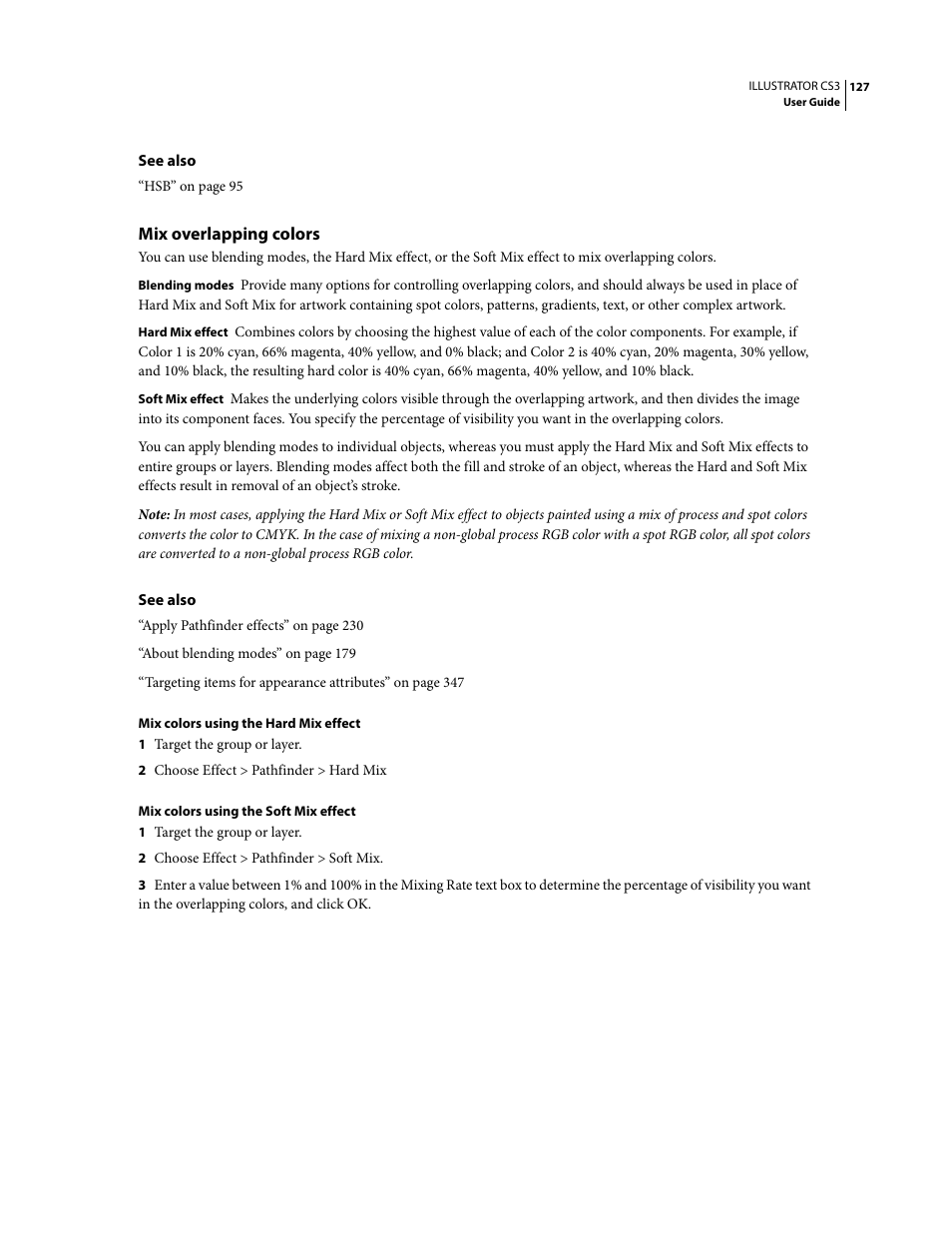 Mix overlapping colors | Adobe Illustrator CS3 User Manual | Page 133 / 495