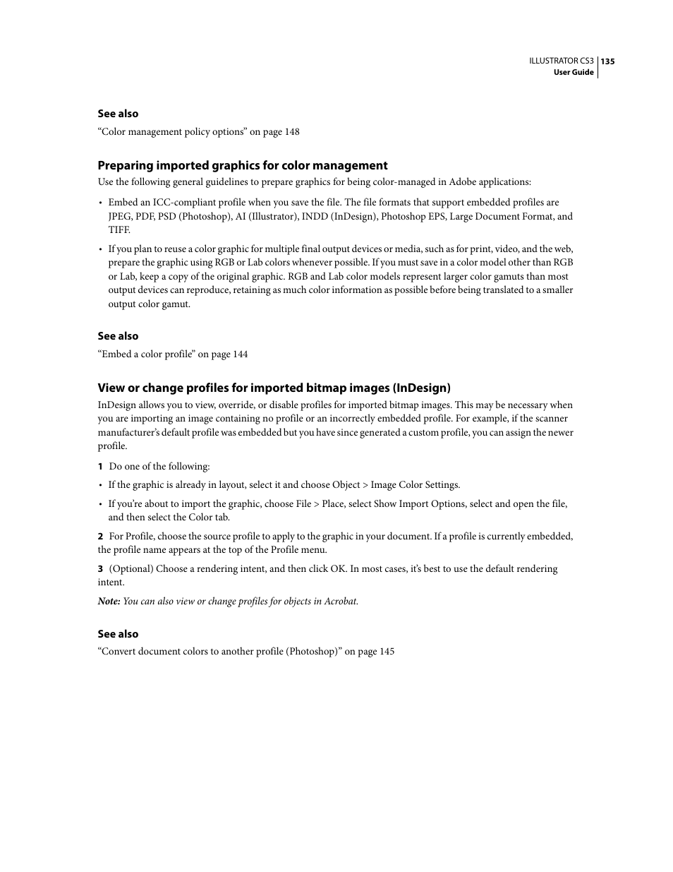 Preparing imported graphics for color management | Adobe Illustrator CS3 User Manual | Page 141 / 495