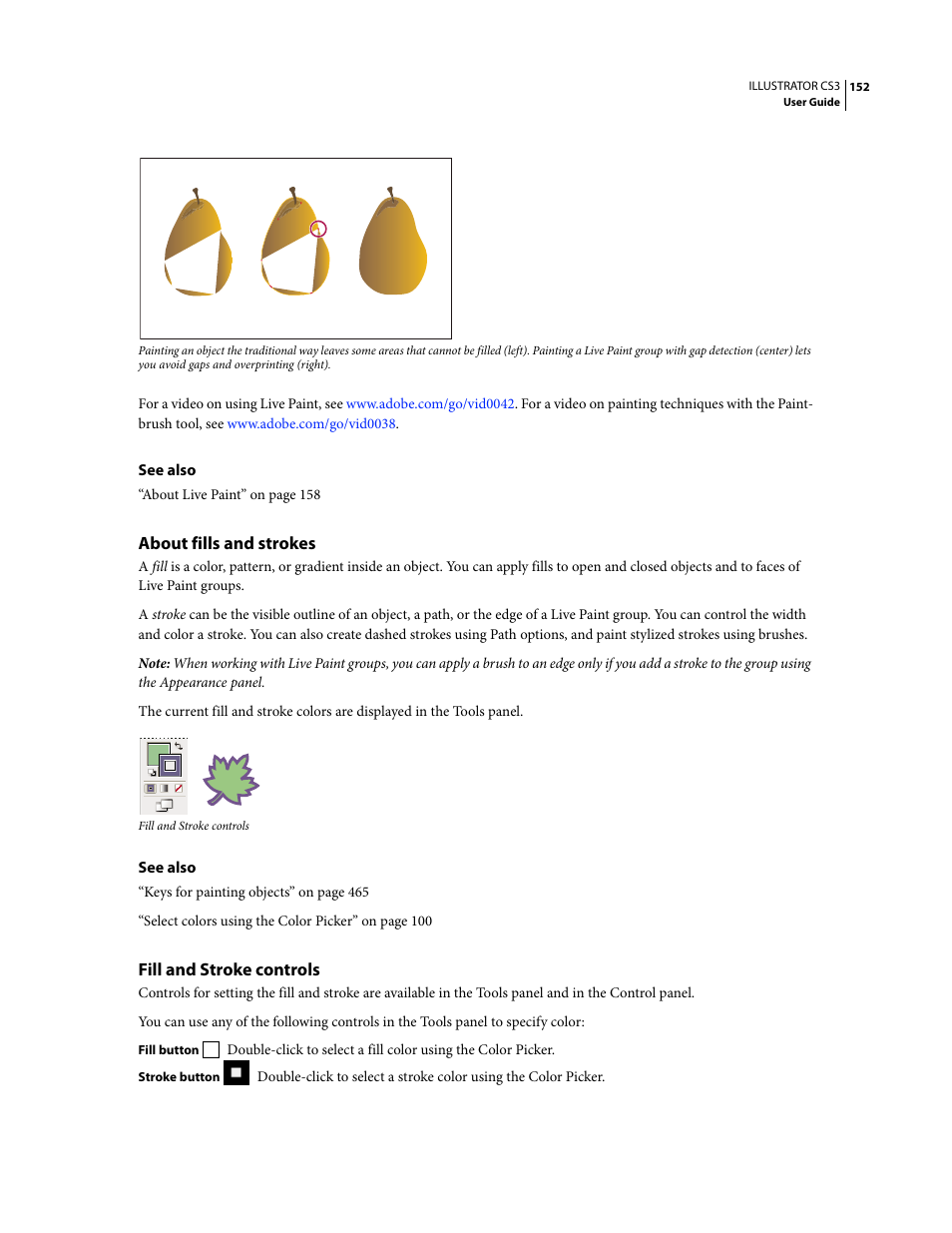 About fills and strokes, Fill and stroke controls | Adobe Illustrator CS3 User Manual | Page 158 / 495