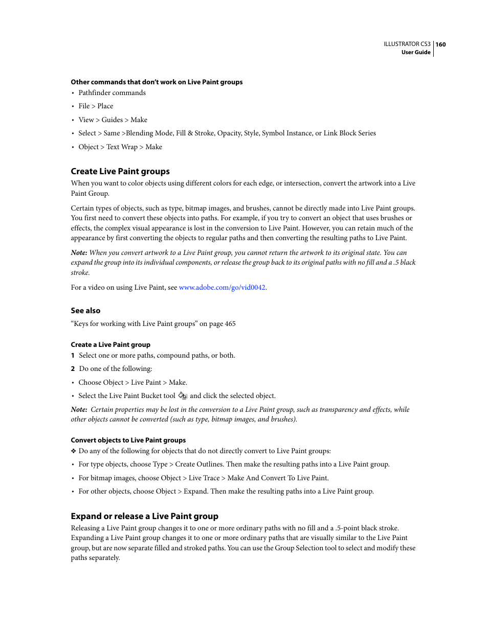 Create live paint groups, Expand or release a live paint group | Adobe Illustrator CS3 User Manual | Page 166 / 495