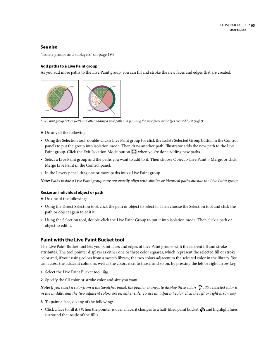 Paint with the live paint bucket tool | Adobe Illustrator CS3 User Manual | Page 169 / 495