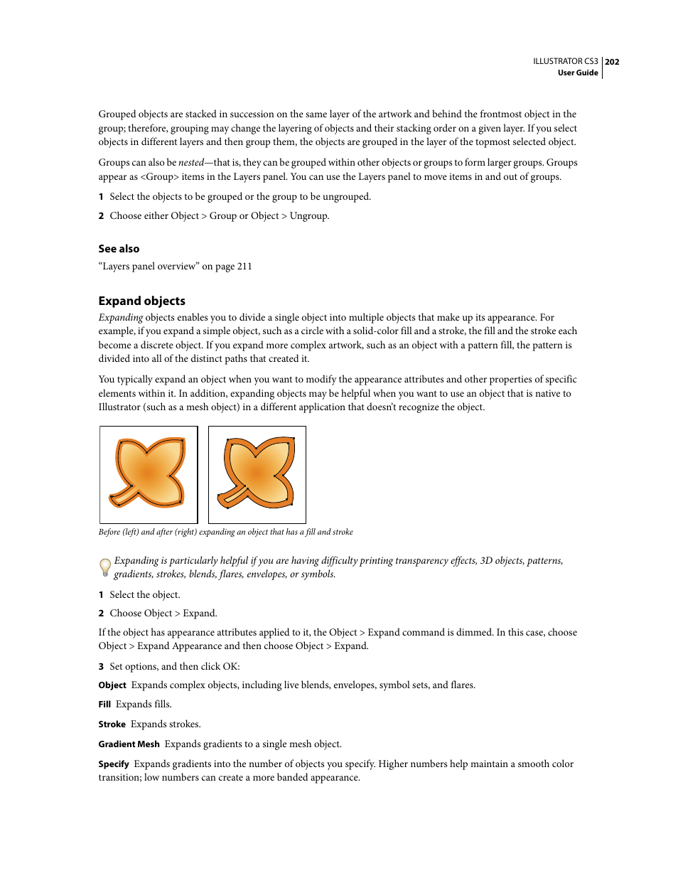 Expand objects | Adobe Illustrator CS3 User Manual | Page 208 / 495