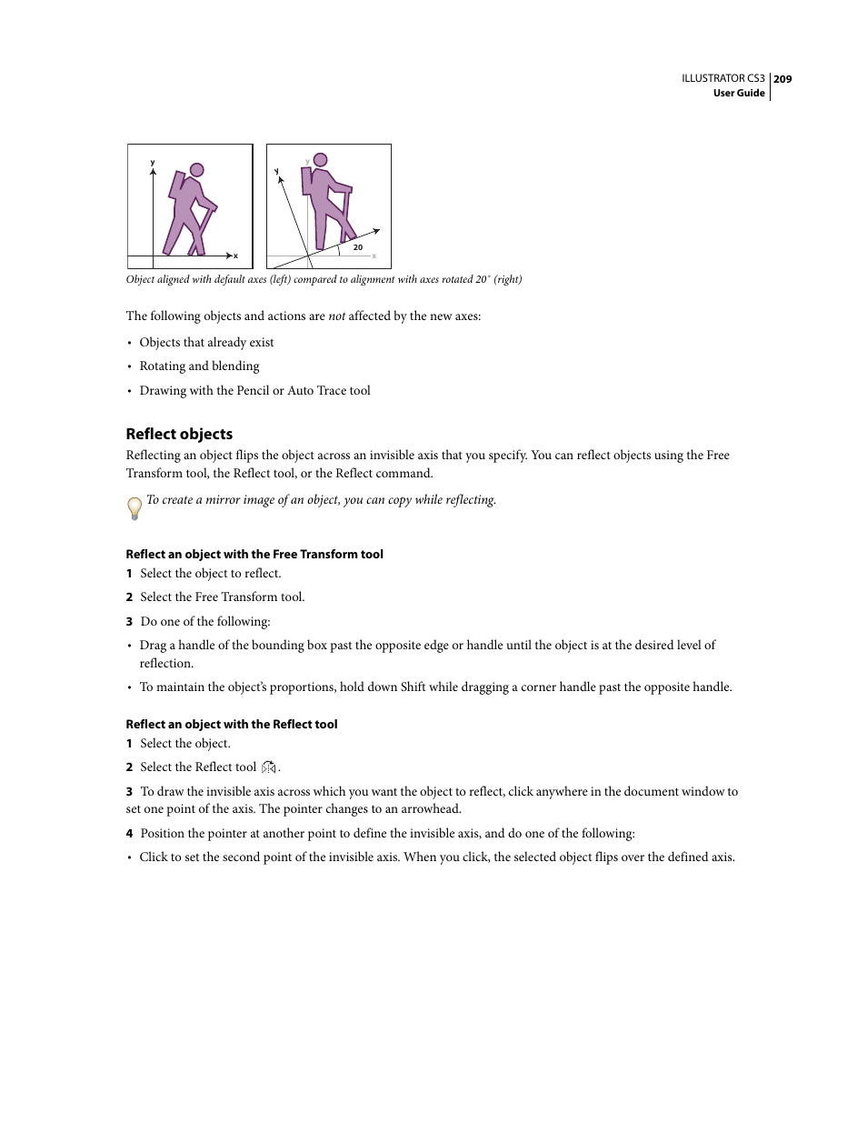 Reflect objects | Adobe Illustrator CS3 User Manual | Page 215 / 495