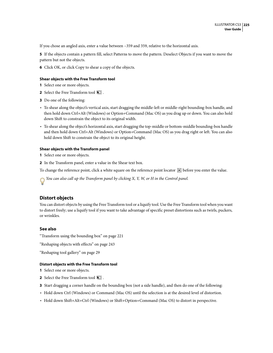Distort objects | Adobe Illustrator CS3 User Manual | Page 231 / 495