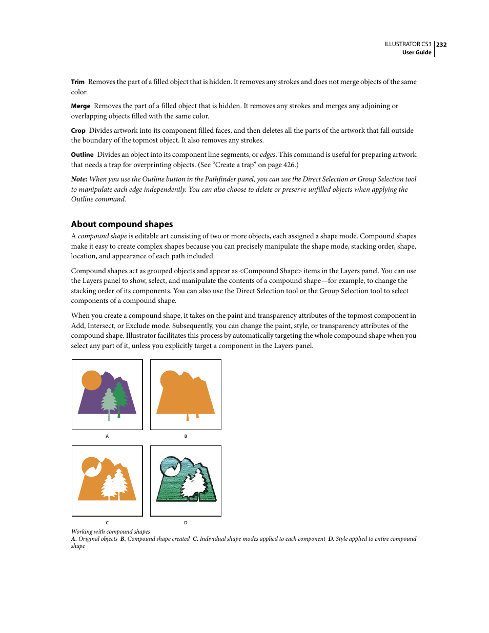 About compound shapes | Adobe Illustrator CS3 User Manual | Page 238 / 495