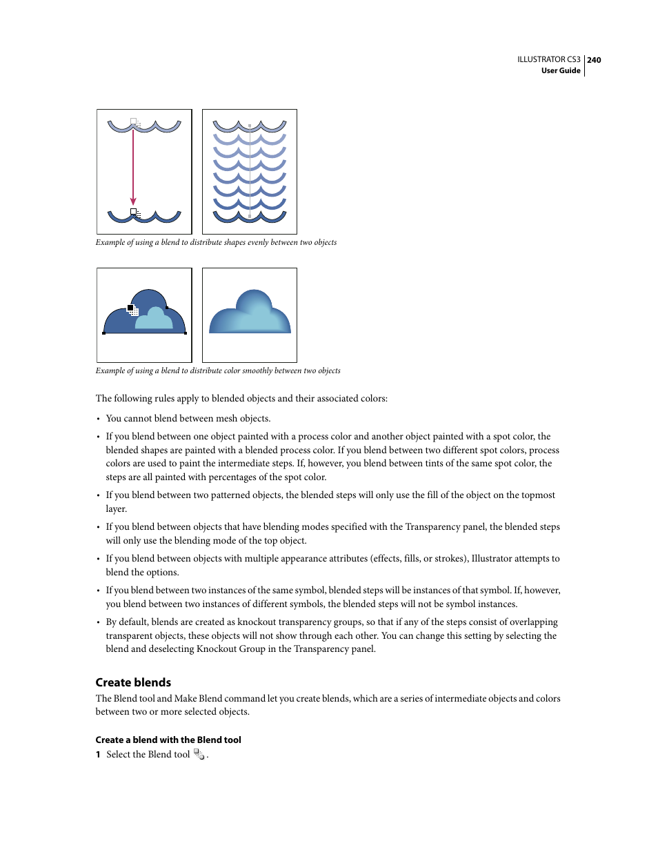 Create blends | Adobe Illustrator CS3 User Manual | Page 246 / 495