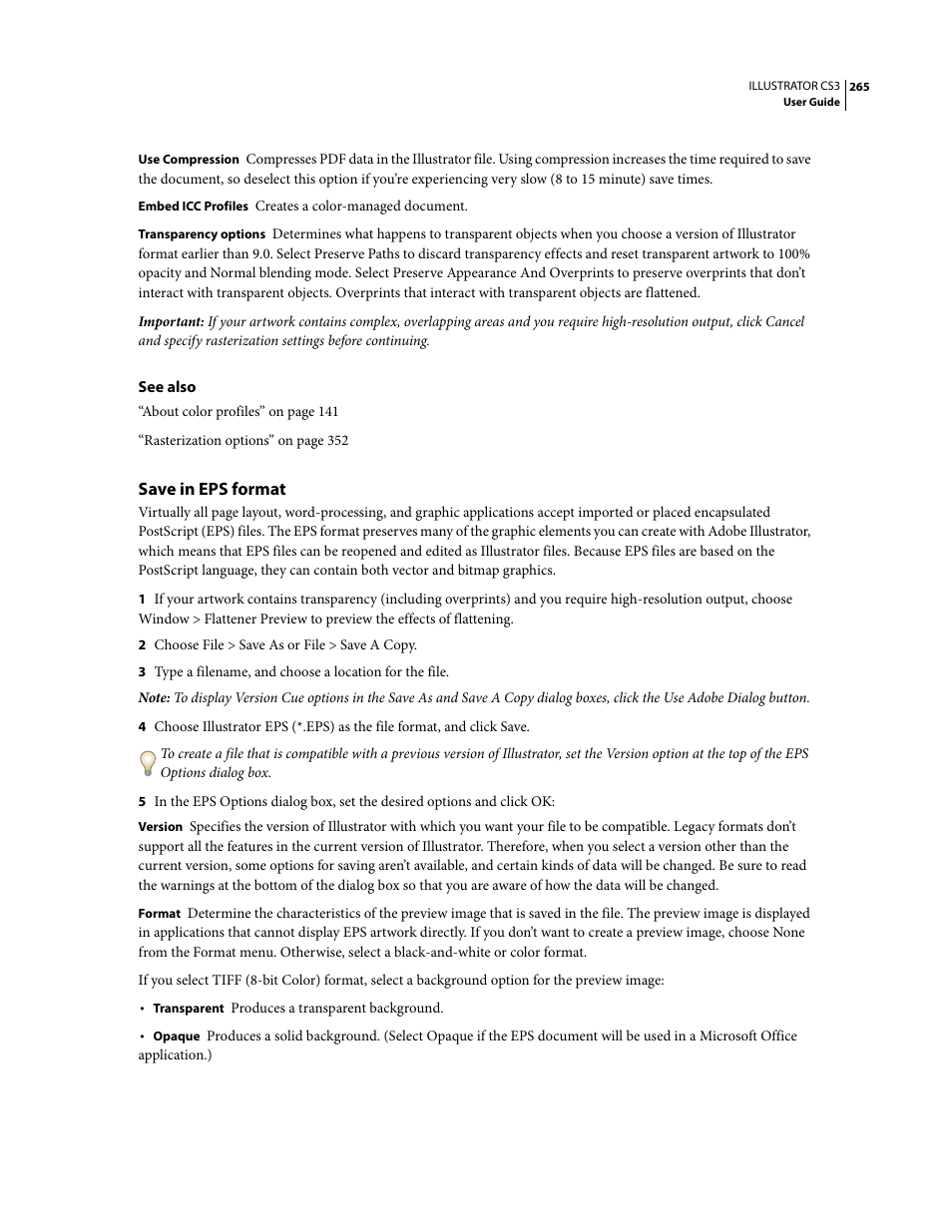 Save in eps format | Adobe Illustrator CS3 User Manual | Page 271 / 495