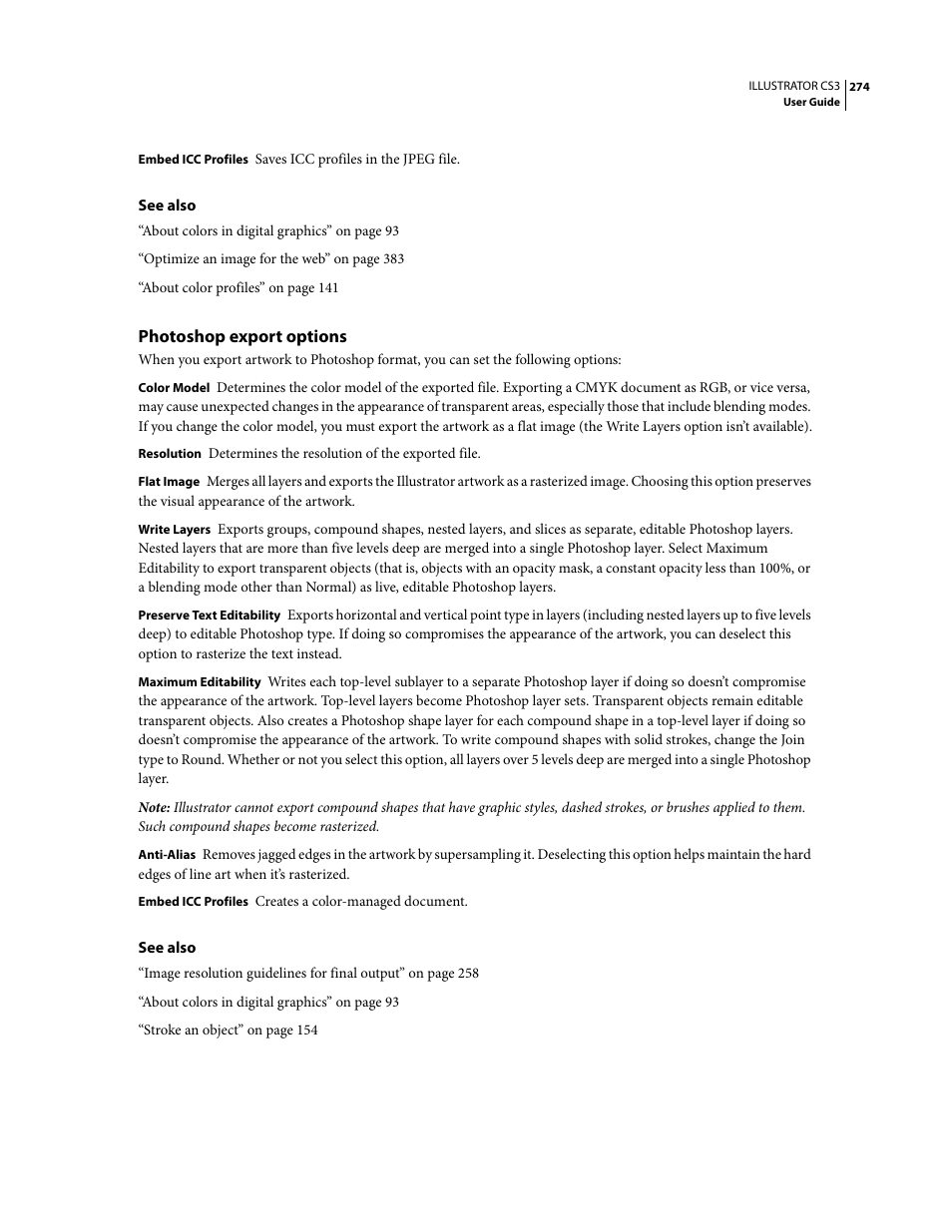Photoshop export options | Adobe Illustrator CS3 User Manual | Page 280 / 495