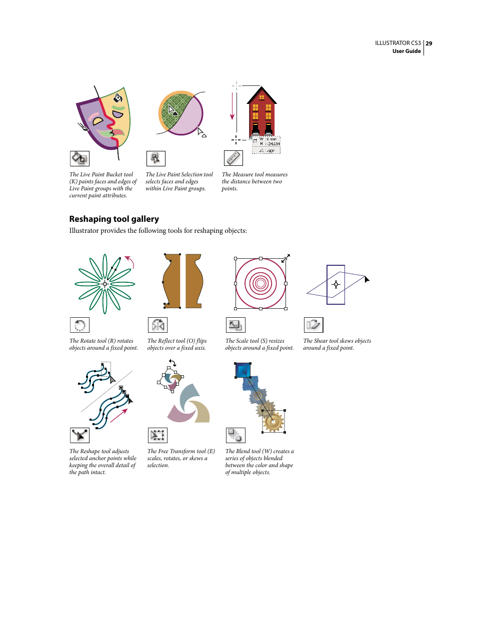 Reshaping tool gallery | Adobe Illustrator CS3 User Manual | Page 35 / 495