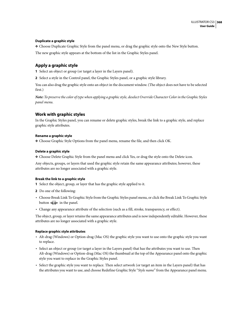 Apply a graphic style, Work with graphic styles | Adobe Illustrator CS3 User Manual | Page 374 / 495