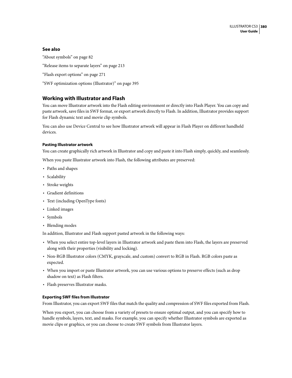 Working with illustrator and flash | Adobe Illustrator CS3 User Manual | Page 386 / 495