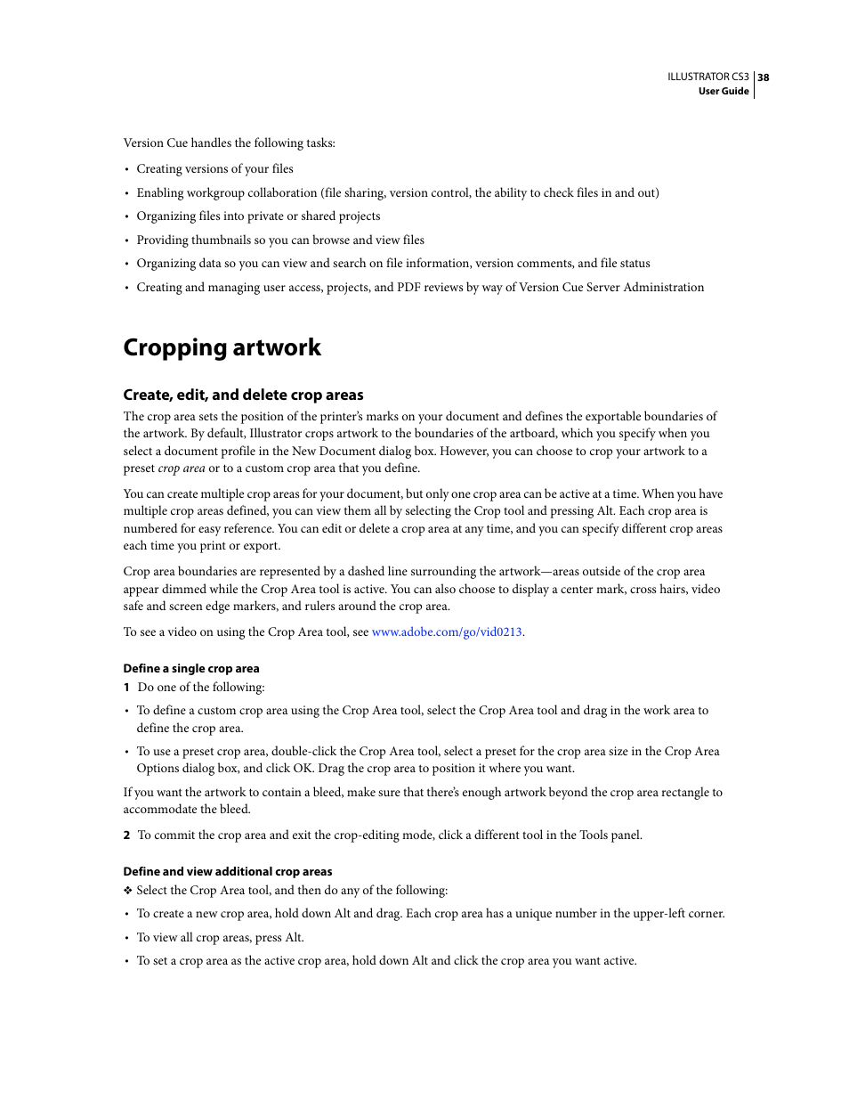 Cropping artwork, Create, edit, and delete crop areas | Adobe Illustrator CS3 User Manual | Page 44 / 495