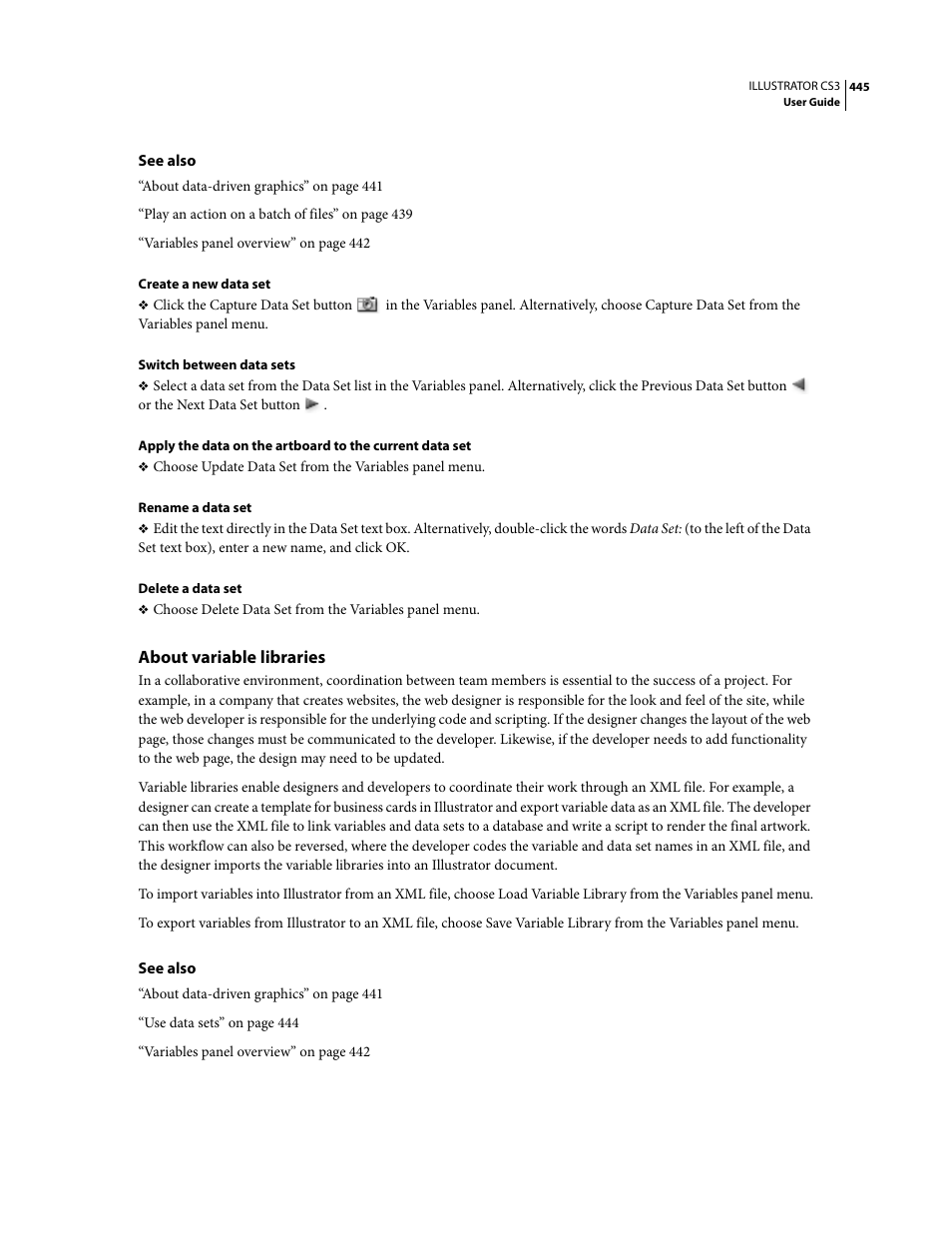 About variable libraries | Adobe Illustrator CS3 User Manual | Page 451 / 495