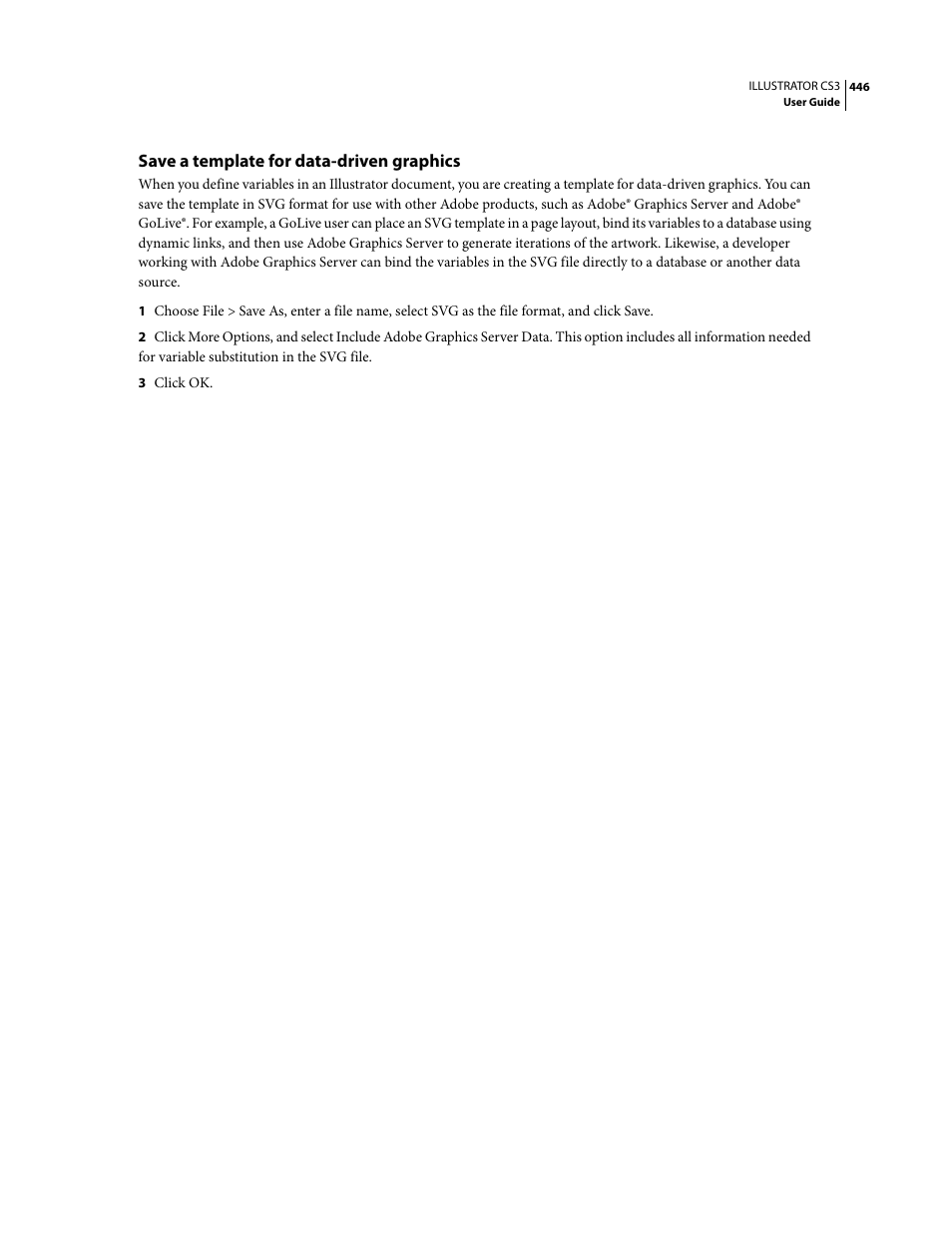 Save a template for data-driven graphics | Adobe Illustrator CS3 User Manual | Page 452 / 495