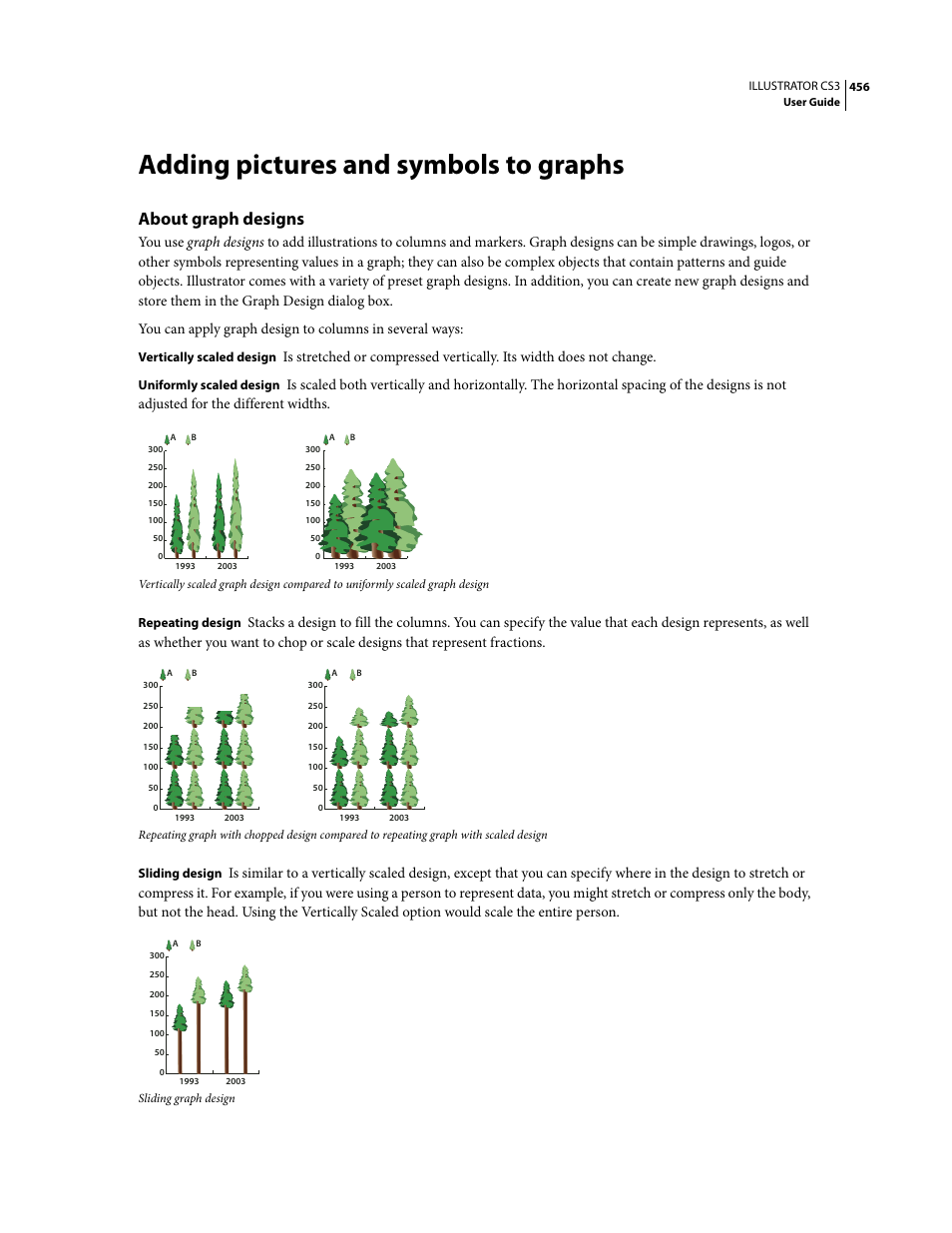 Adding pictures and symbols to graphs, About graph designs | Adobe Illustrator CS3 User Manual | Page 462 / 495
