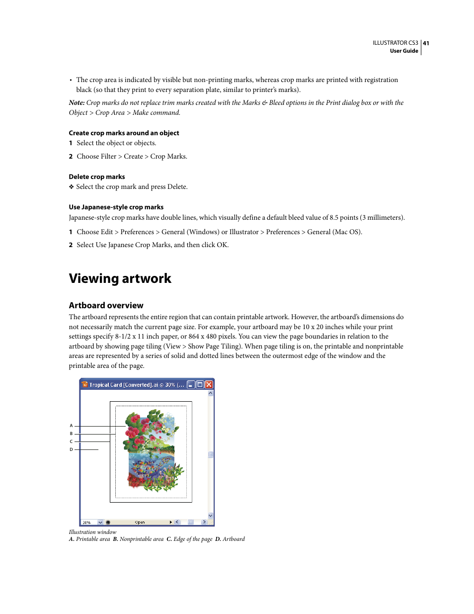 Viewing artwork, Artboard overview | Adobe Illustrator CS3 User Manual | Page 47 / 495