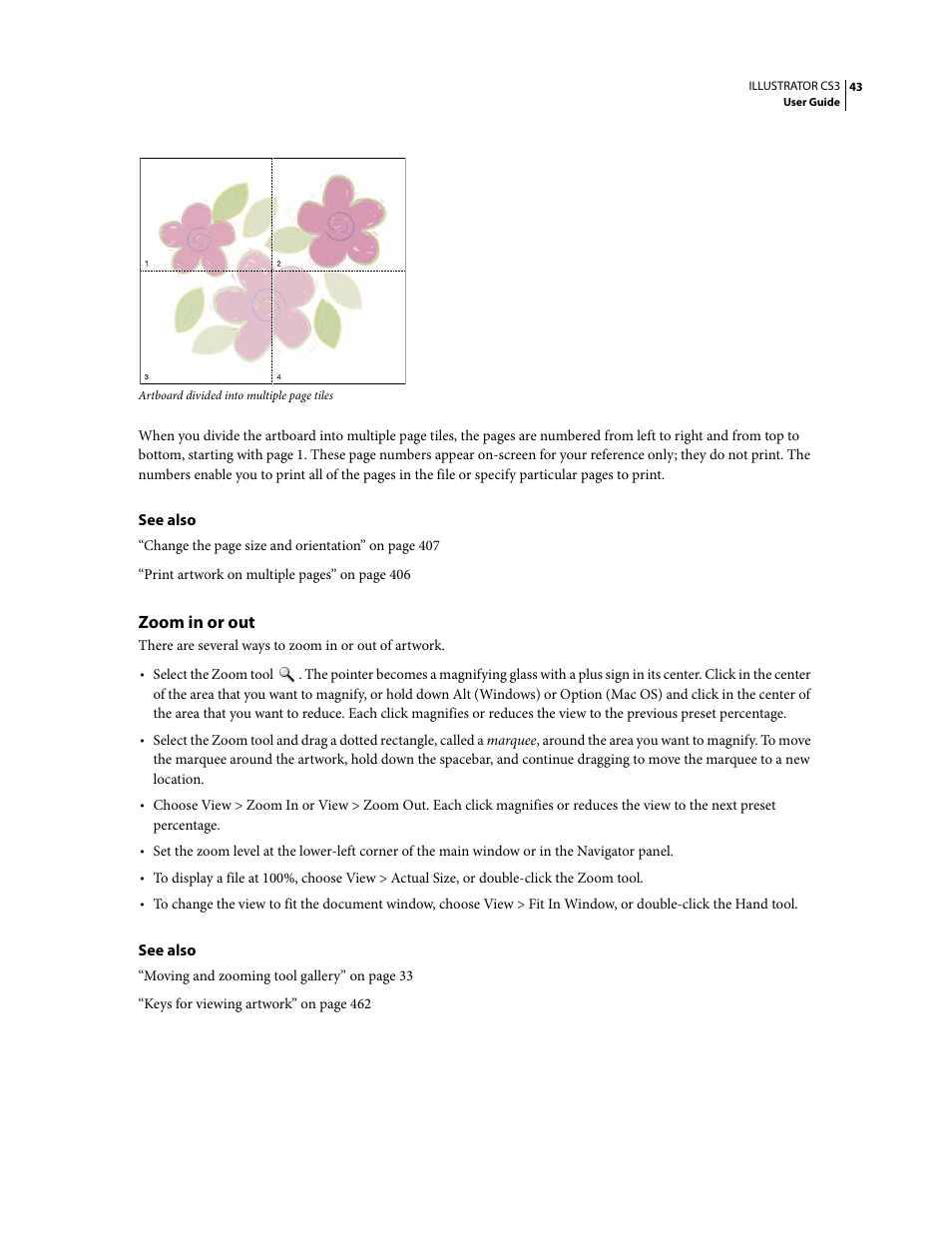 Zoom in or out | Adobe Illustrator CS3 User Manual | Page 49 / 495