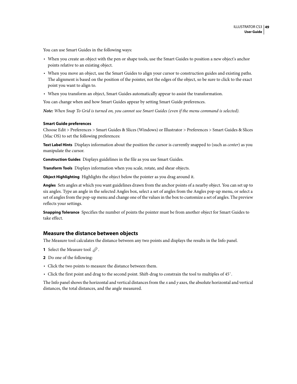 Measure the distance between objects | Adobe Illustrator CS3 User Manual | Page 55 / 495