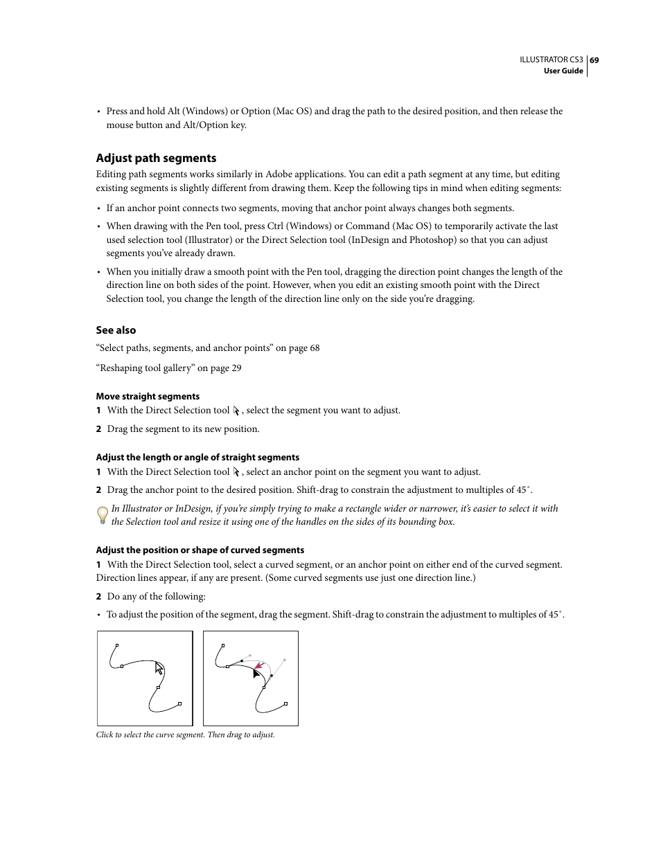 Adjust path segments | Adobe Illustrator CS3 User Manual | Page 75 / 495