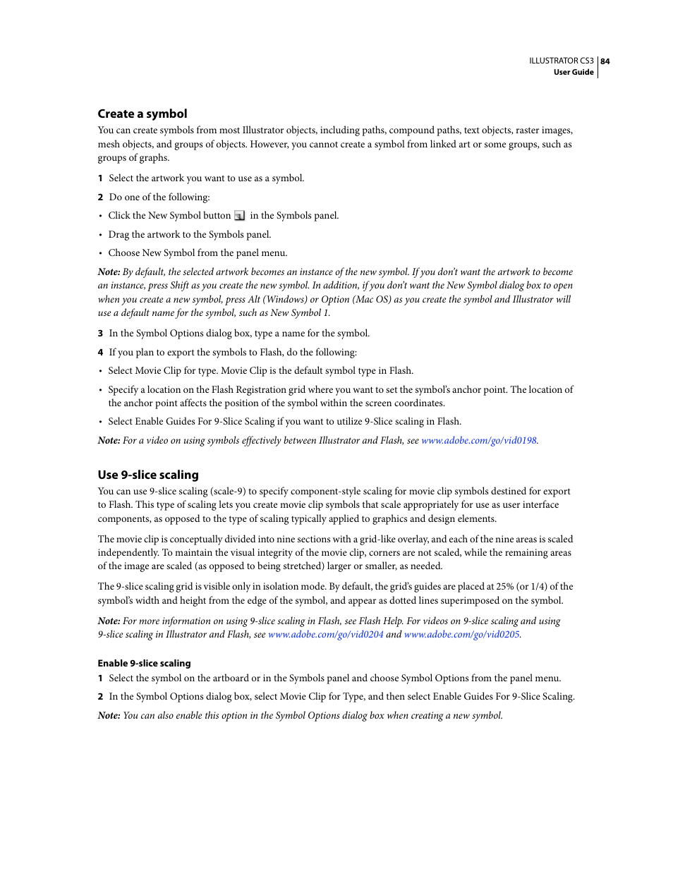 Create a symbol, Use 9-slice scaling | Adobe Illustrator CS3 User Manual | Page 90 / 495