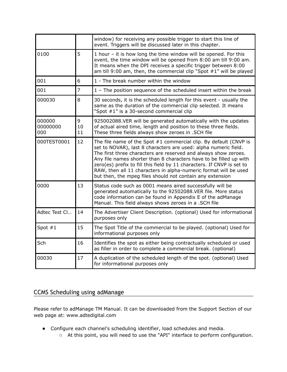 Ccms, Scheduling, Using | Admanage, Ccms scheduling using admanage | Adtec digital DPI-1200 (version 01.04.08U) Manual User Manual | Page 41 / 58