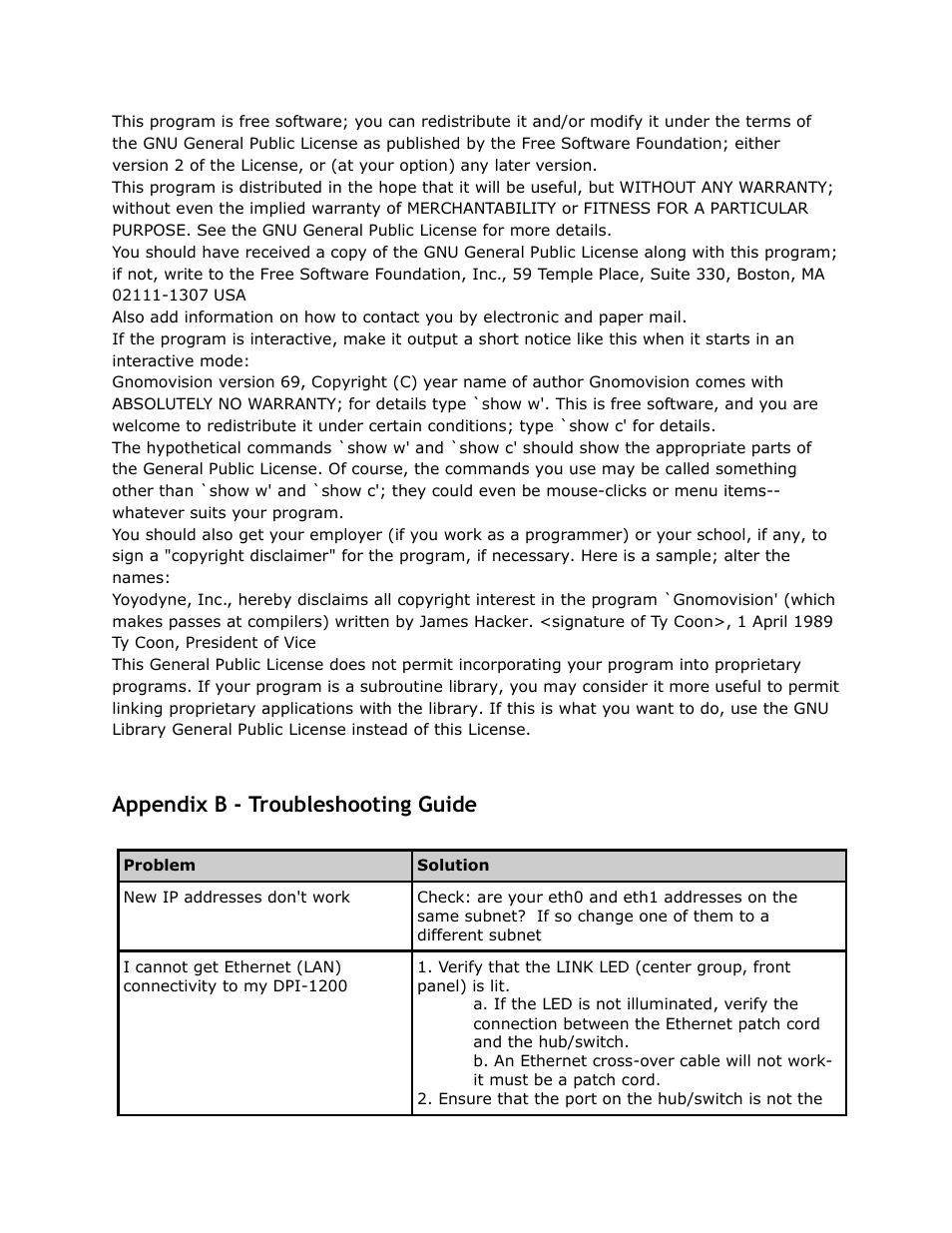 Appendix, Troubleshooting, Guide | Appendix b - troubleshooting guide | Adtec digital DPI-1200 (version 01.04.08U) Manual User Manual | Page 49 / 58