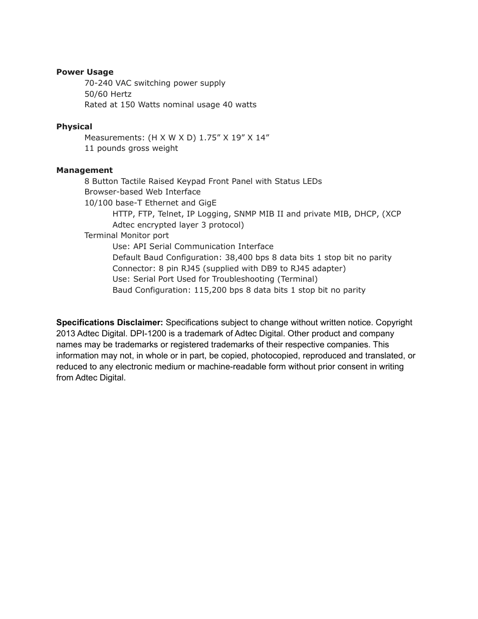 Adtec digital DPI-1200 (version 01.04.08U) Manual User Manual | Page 58 / 58