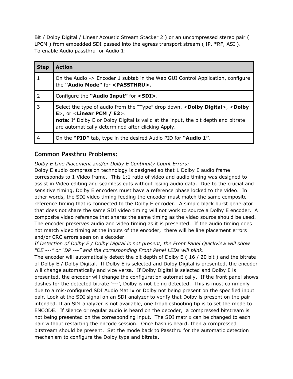 Common passthru problems, Common, Passthru | Problems | Adtec digital EN-30 (version 1.02.02) Manual User Manual | Page 39 / 59