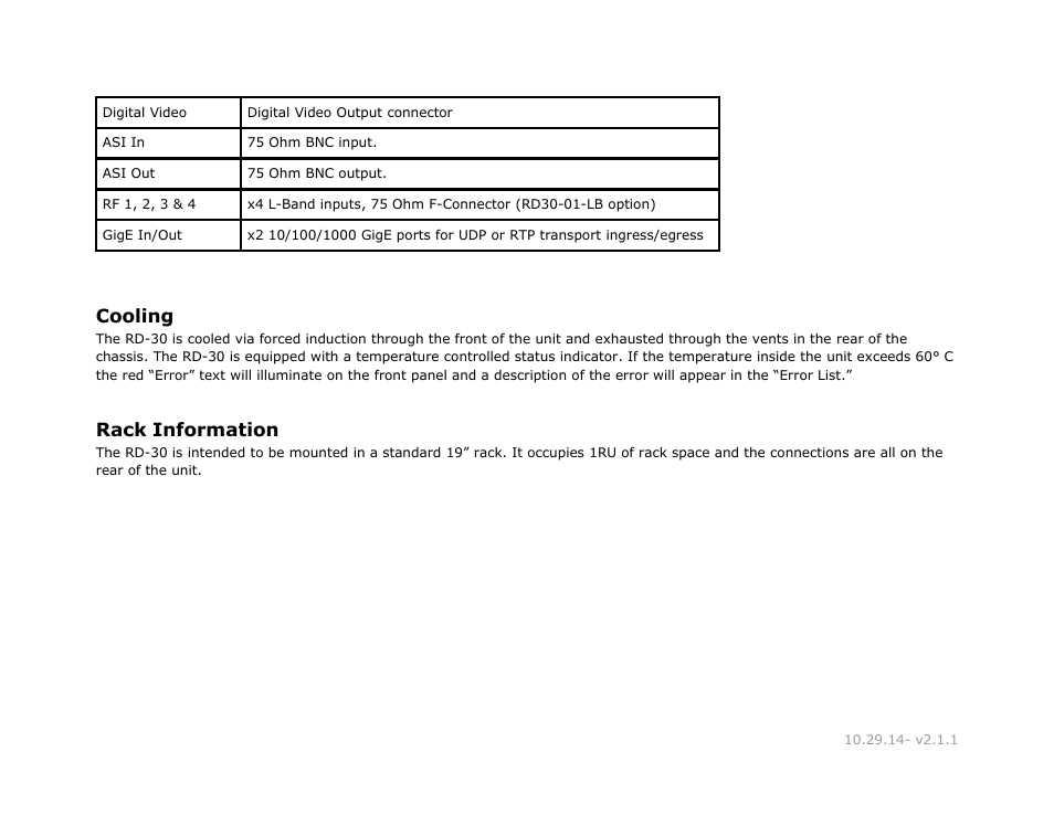 Cooling, Rack information, Cooling rack | Information | Adtec digital RD-30 (version 2.1.1) Manual User Manual | Page 13 / 39