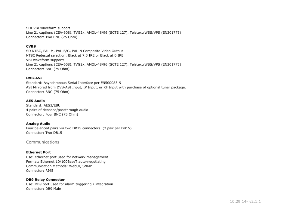 Communications | Adtec digital RD-30 (version 2.1.1) Manual User Manual | Page 33 / 39