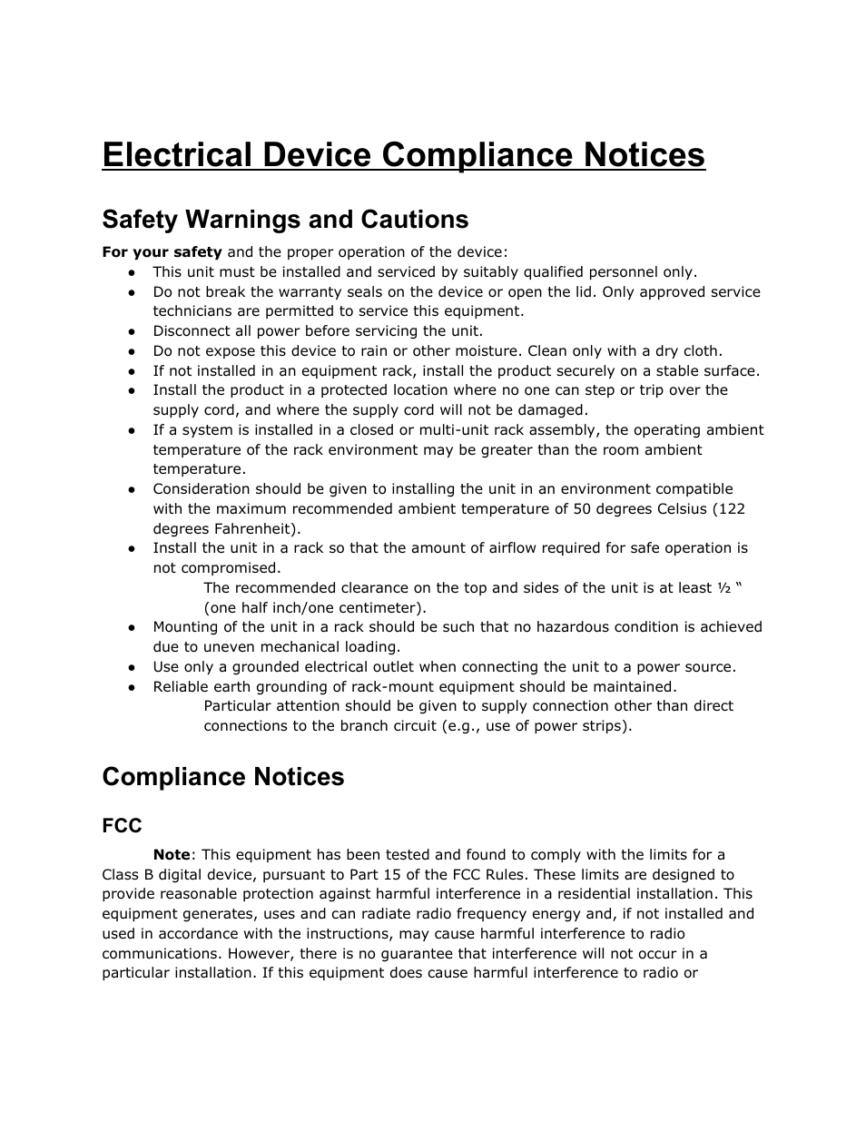 Electrical device compliance notices, Safety warnings and cautions, Compliance notices | Electrical, Device, Compliance, Notices, Safety, Warnings, Cautions | Adtec digital RD-70 (version 1.02.04) Manual User Manual | Page 5 / 68