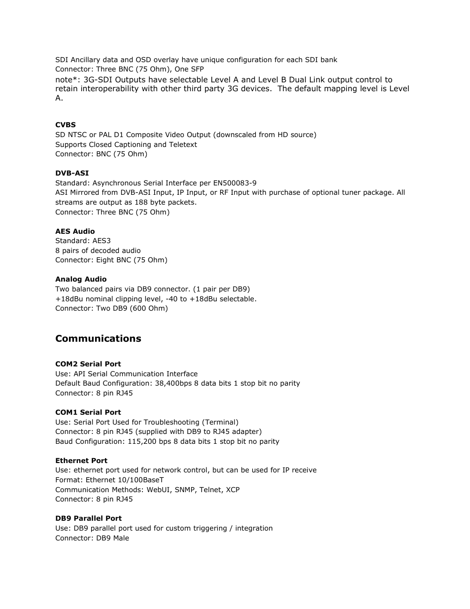 Communications | Adtec digital RD-70 (version 1.02.04) Manual User Manual | Page 62 / 68