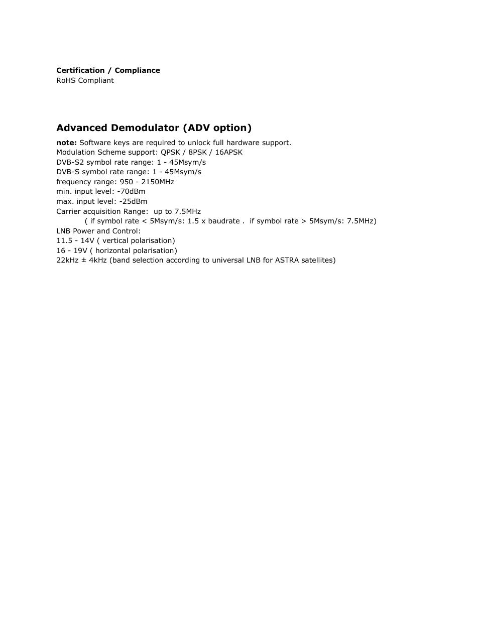 Advanced demodulator (adv option), Advanced, Demodulator | Option | Adtec digital RD-70 (version 1.02.04) Manual User Manual | Page 64 / 68