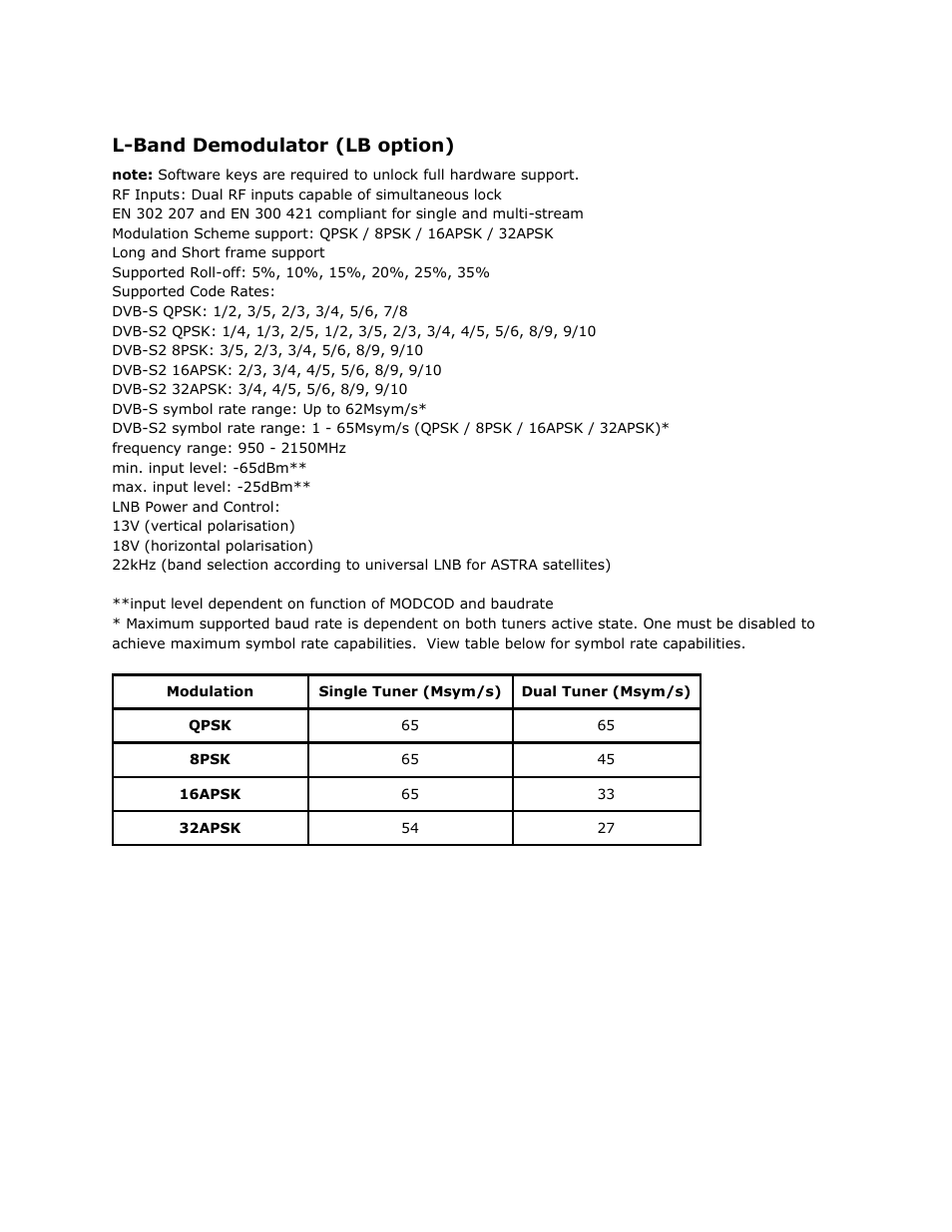 L-band demodulator (lb option), L - band, Demodulator | Option | Adtec digital RD-70 (version 1.02.04) Manual User Manual | Page 65 / 68