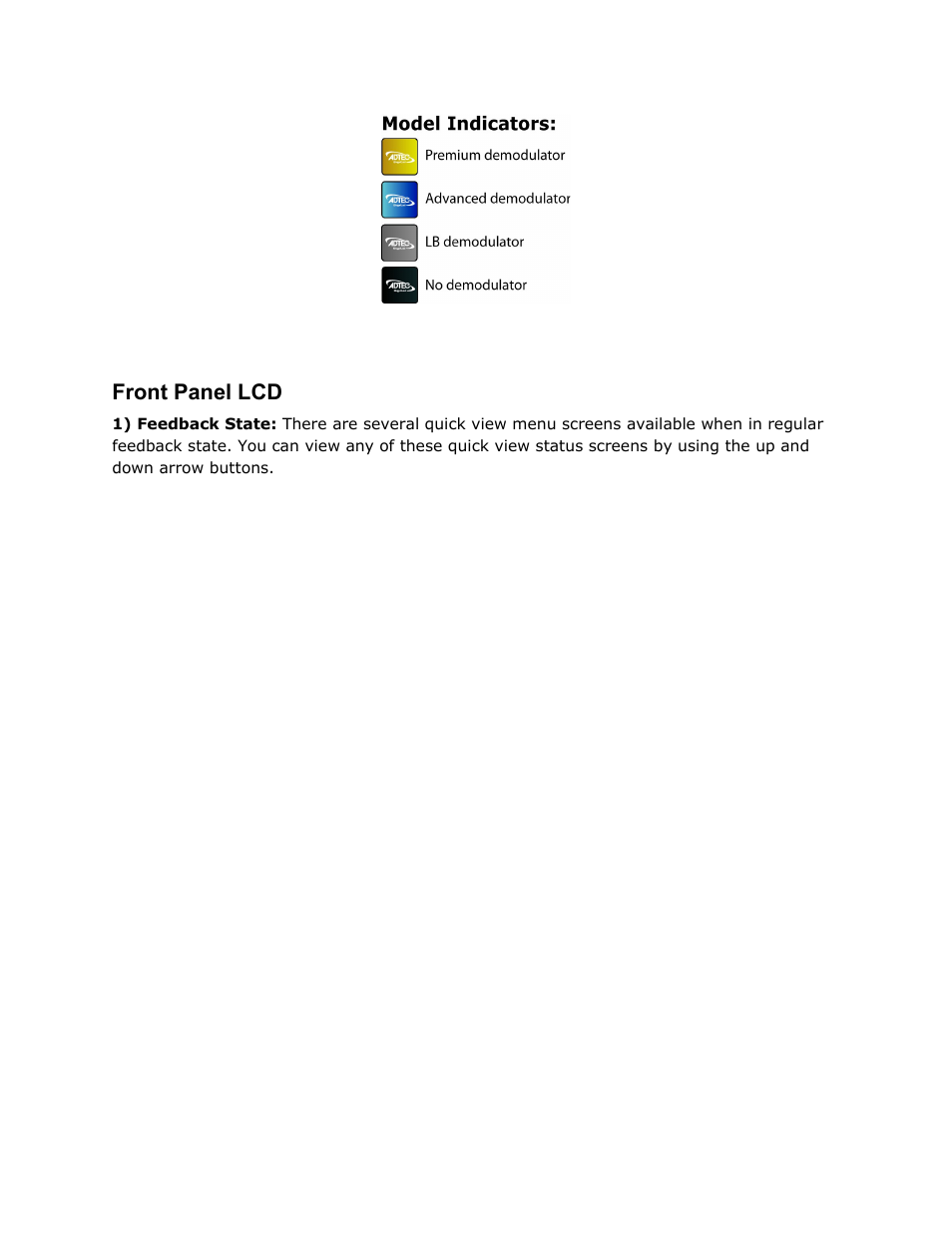 Front panel lcd, Front, Panel | Adtec digital RD-70 (version 1.02.04) Manual User Manual | Page 8 / 68