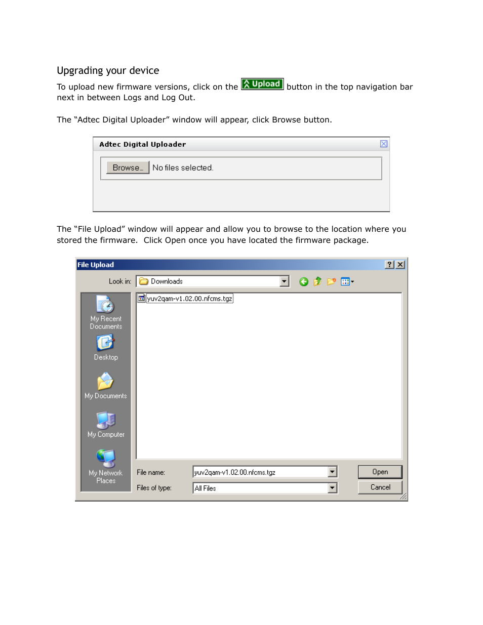 Upgrading, Your, Device | Upgrading your device | Adtec digital YUV2QAM (version 01.02.01) Manual User Manual | Page 28 / 46