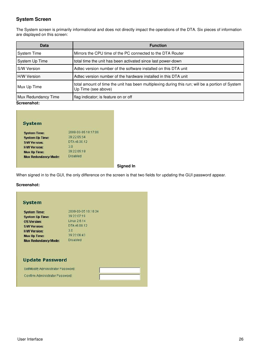 System screen | Adtec digital DTA-3050 (version 6.02.14) Manual User Manual | Page 30 / 94